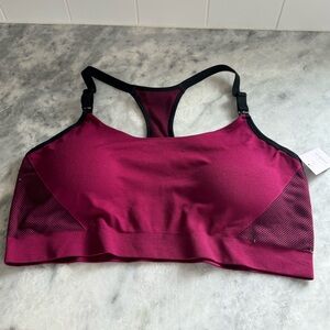 Auden Burgundy & Black Seamless Racerback Sports Bra